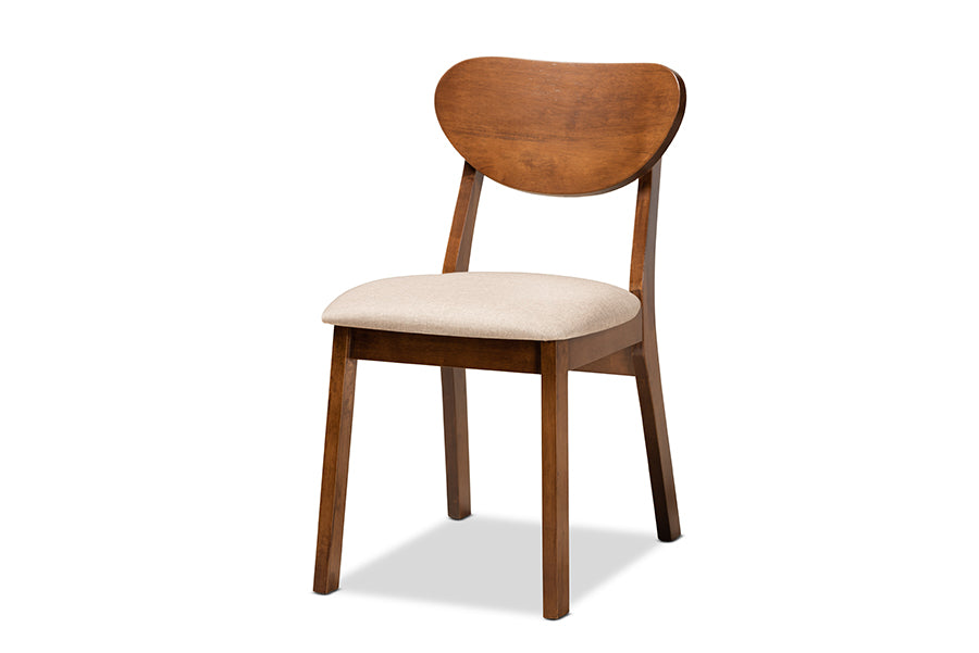 Baxton Studio Damara Mid-Century Modern Grey Fabric Upholstered and Walnut Brown Finished Wood 5-Piece Dining Set | Dining Sets | Modishstore - 16