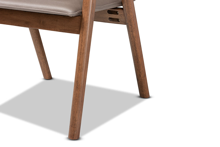 Baxton Studio Marcena Mid-Century Modern Grey Imitation Leather Upholstered and Walnut Brown Finished Wood 7-Piece Dining Set | Dining Sets | Modishstore - 8