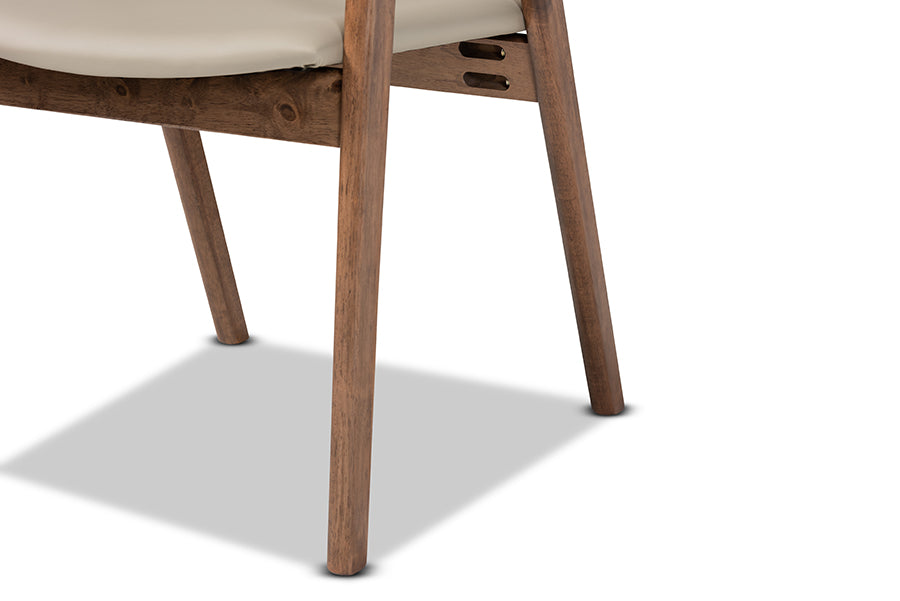 Baxton Studio Harland Mid-Century Modern Grey Faux Leather Upholstered and Walnut Brown Finished Wood 7-Piece Dining Set | Dining Sets | Modishstore - 8