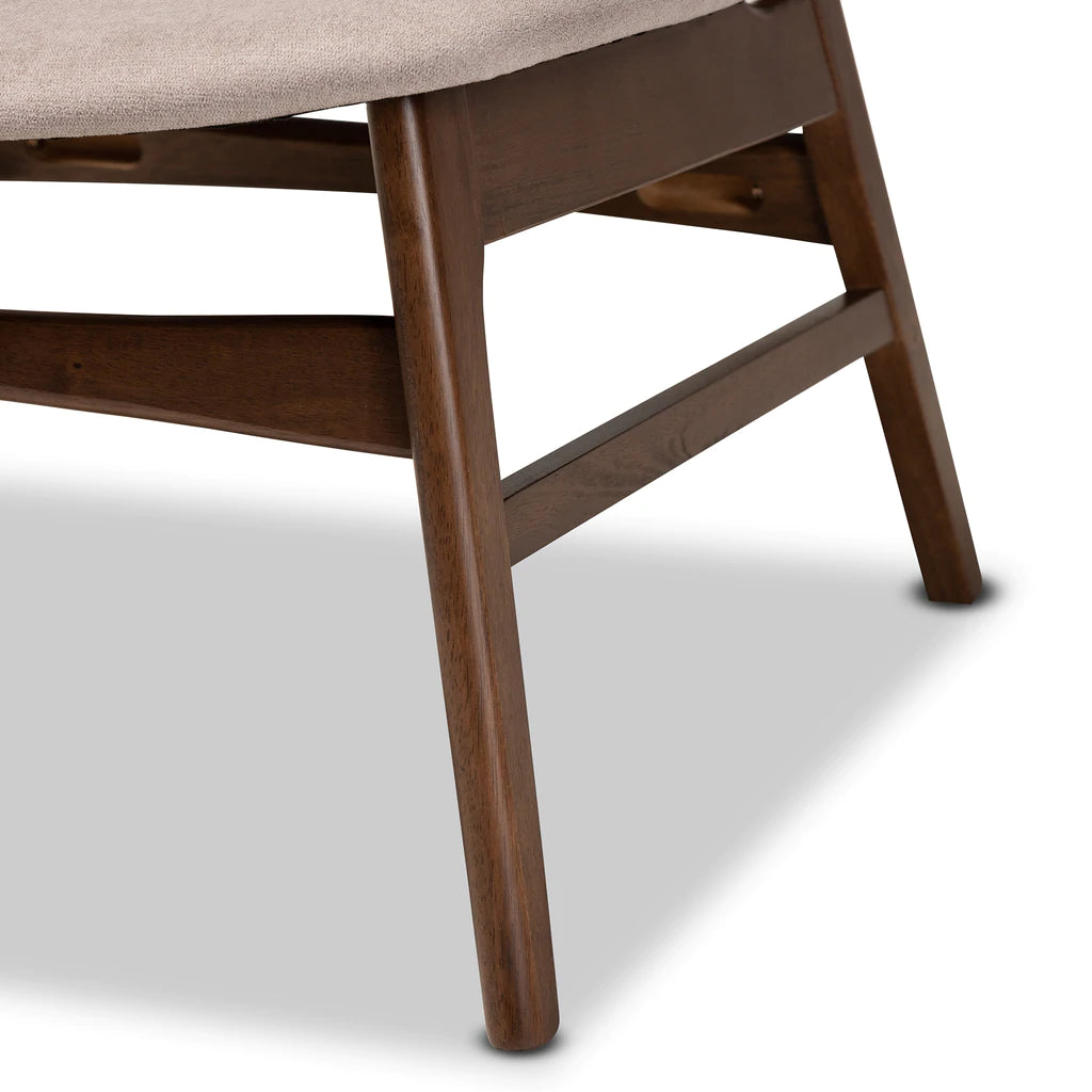 Baxton Studio Benito Mid-Century Modern Transitional Beige Fabric Upholstered and Walnut Brown Finished Wood Accent Chair | Accent Chairs | Modishstore - 8