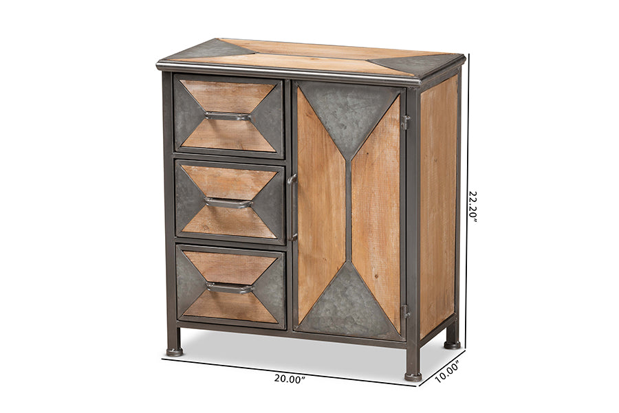 Baxton Studio Laurel Rustic Industrial Antique Grey 3-Drawer Accent Storage Cabinet | Cabinets | Modishstore - 8
