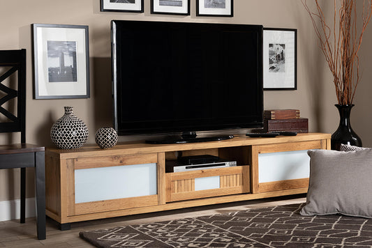 Baxton Studio Gerhardine Modern and Contemporary Oak Brown Finished Wood 1-Drawer TV Stand | TV Stands | Modishstore