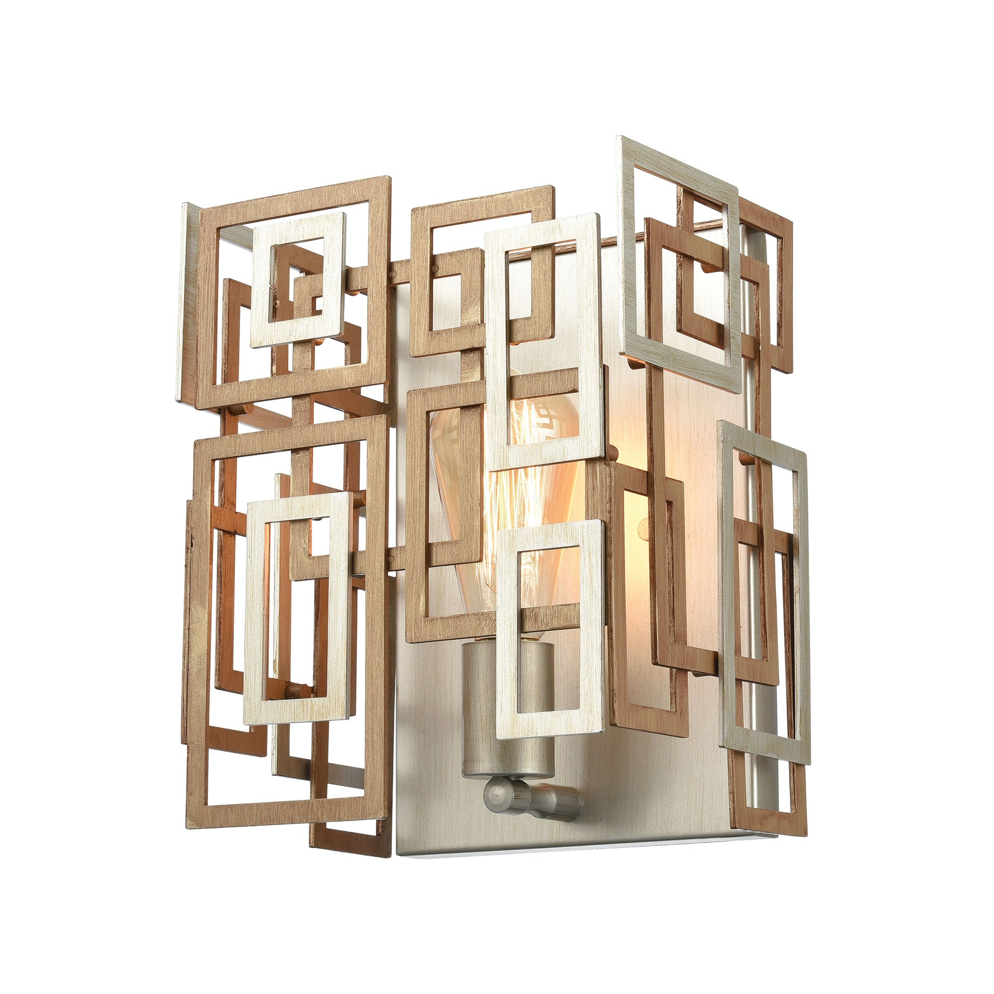 Gridlock 1-Light Wall Lamps in Matte Gold and Aged Silver by ELK Lighting | Modishstore | Wall Lamps