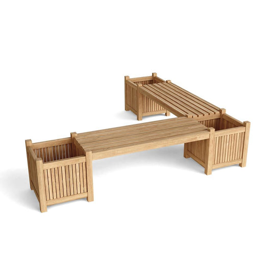 Planter Bench 2 Bench + 3 Planter Box By Anderson Teak | Outdoor Stools & Benches | Modishstore
