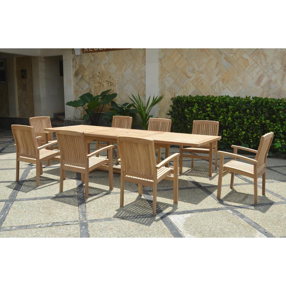Bahama Stackable Sahara 9-Pieces Rectangular Dining Set A By Anderson Teak | Outdoor Dining Sets | Modishstore - 4