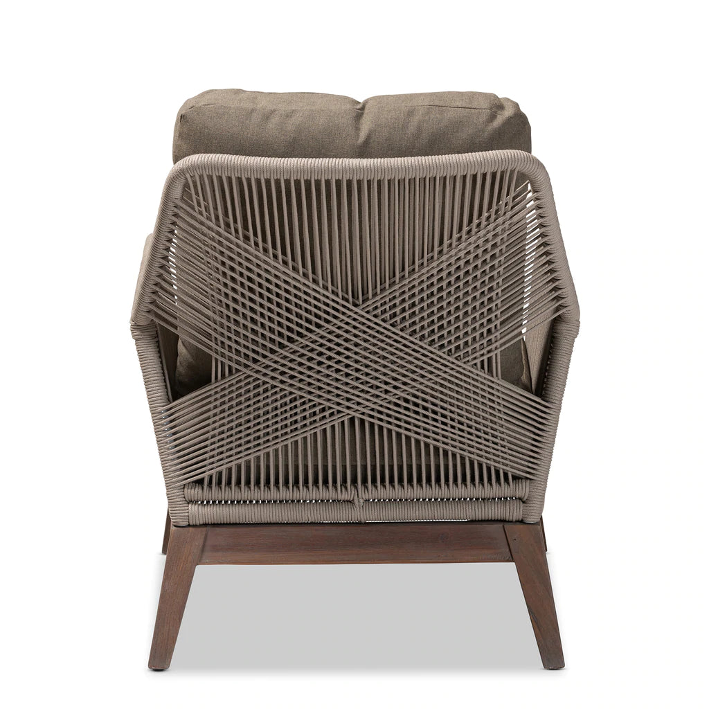 Baxton Studio Jennifer Mid-Century Transitional Grey Woven Rope Mahogany Accent Chair | Accent Chairs | Modishstore - 6