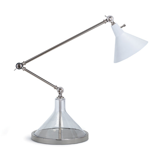 Ibis Task Lamp Polished Nickel And White By Regina Andrew | Table Lamps | Modishstore