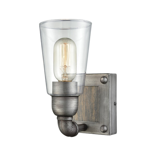 Platform 1-Light Vanity Lamp in Weathered Zinc with Clear Glass ELK Lighting | Vanity Light | Modishstore