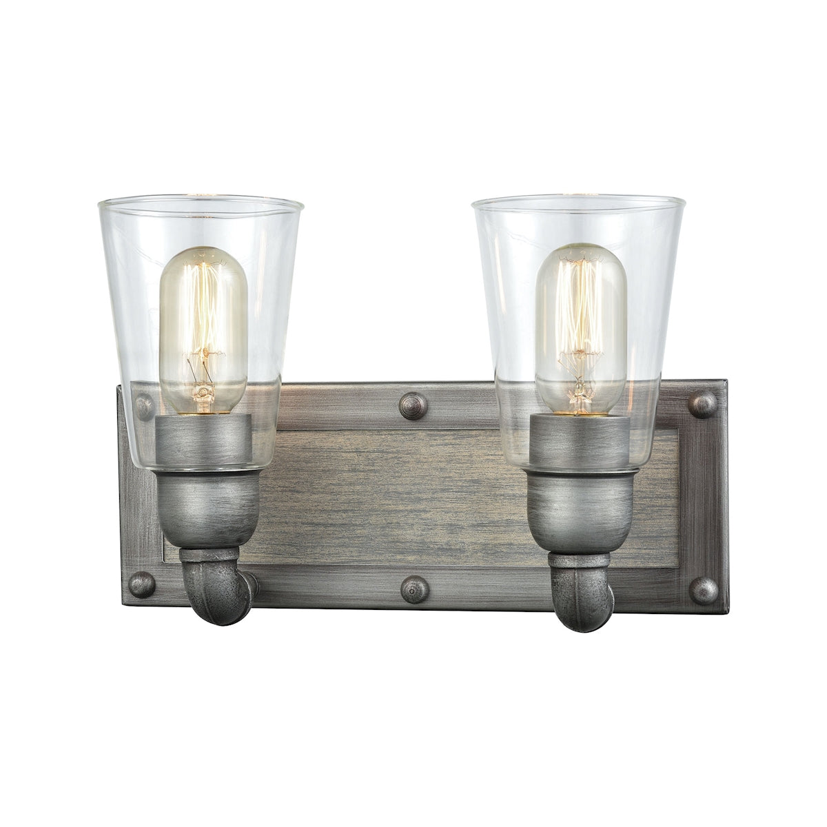 Platform 2-Light Vanity Lamp in Weathered Zinc with Clear Glass ELK Lighting | Vanity Light | Modishstore