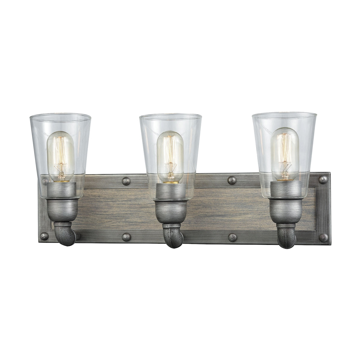 Platform 3-Light Vanity Lamp in Weathered Zinc with Clear Glass ELK Lighting | Vanity Light | Modishstore