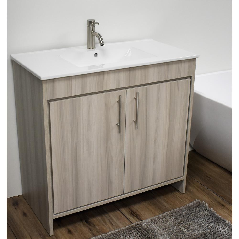 Villa 36" Modern Bathroom Vanity in Ash  Grey with Integrated Ceramic By Volpa USA | Bathroom Accessories |  Modishstore  - 8