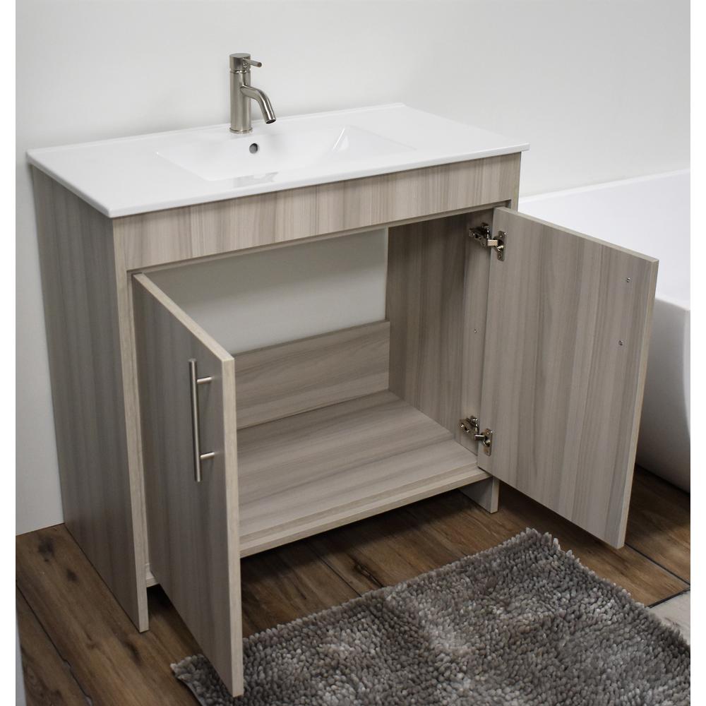 Villa 36" Modern Bathroom Vanity in Ash  Grey with Integrated Ceramic By Volpa USA | Bathroom Accessories |  Modishstore  - 6