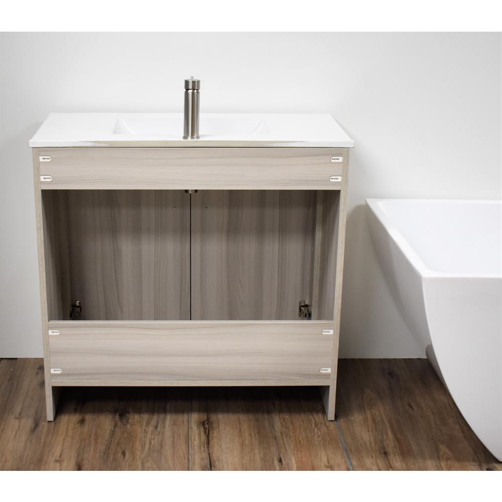 Villa 36" Modern Bathroom Vanity in Ash  Grey with Integrated Ceramic By Volpa USA | Bathroom Accessories |  Modishstore  - 7