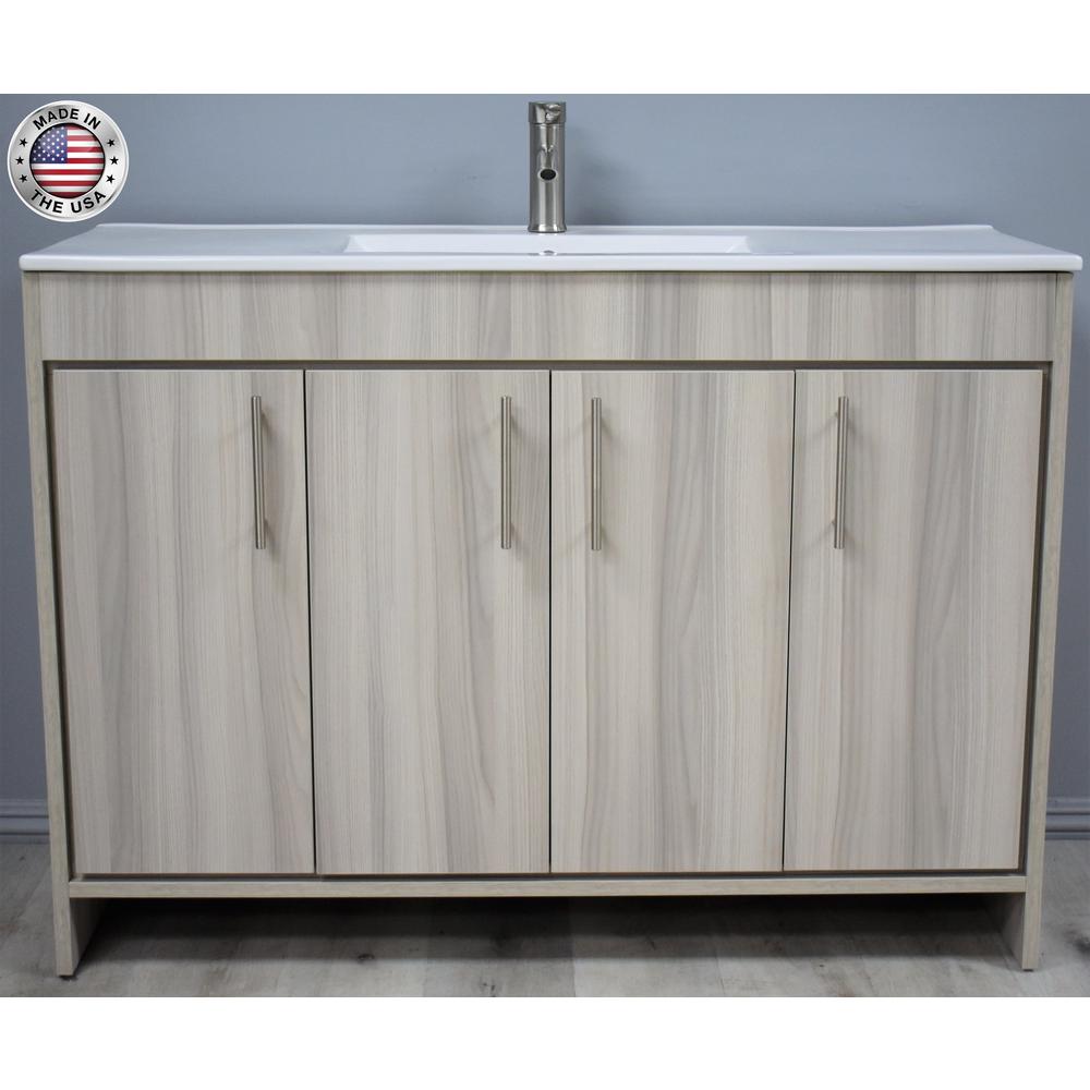 Villa 48" Modern Bathroom Vanity in Weathered Grey with Integrated Ceramic By Volpa USA | Bathroom Accessories |  Modishstore  - 18