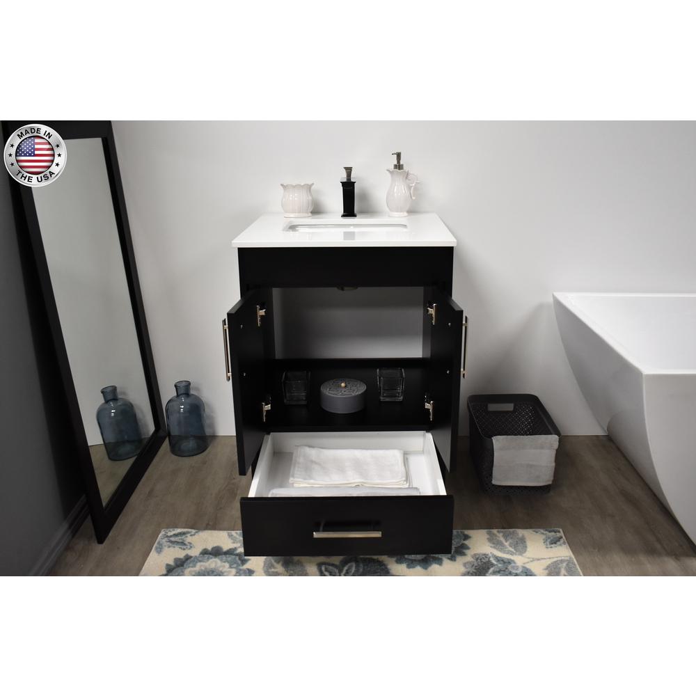 Capri 24" Modern Bathroom Vanity in White with White Microstone By Volpa USA | Bathroom Accessories |  Modishstore  - 21