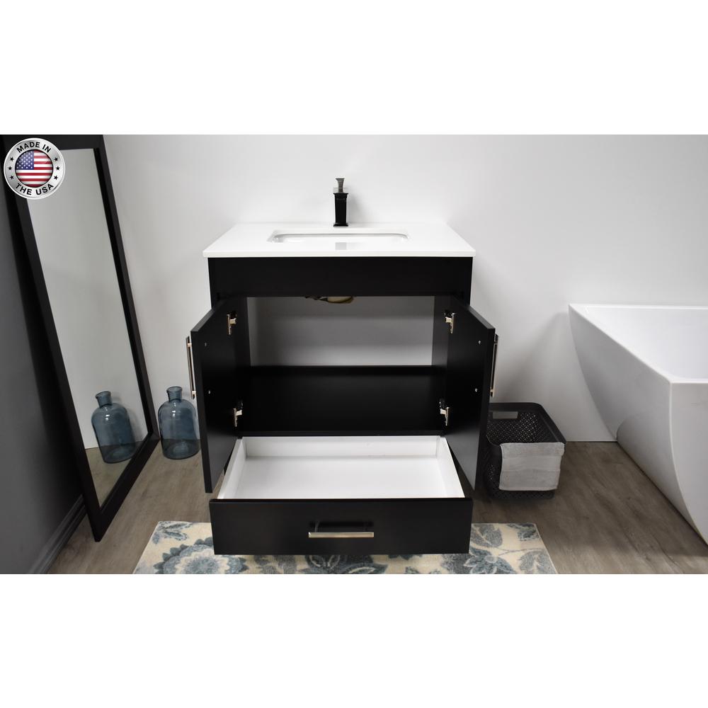 Capri 30" Modern Bathroom Vanity in White with White Microstone By Volpa USA | Bathroom Accessories |  Modishstore  - 20