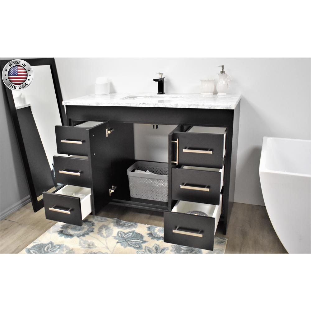 Capri 48" Modern Bathroom Vanity in Grey with Carrara Marble By Volpa USA | Bathroom Accessories |  Modishstore  - 16