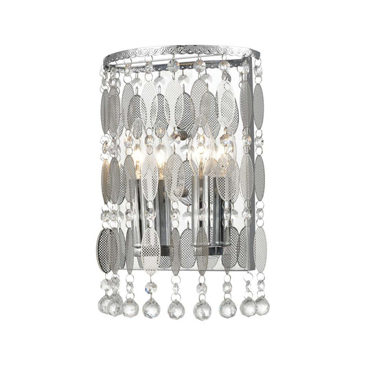 Chamelon 2-Light Sconce in Polished Chrome with Perforated Stainless and Clear Crystal ELK Lighting | Sconces | Modishstore