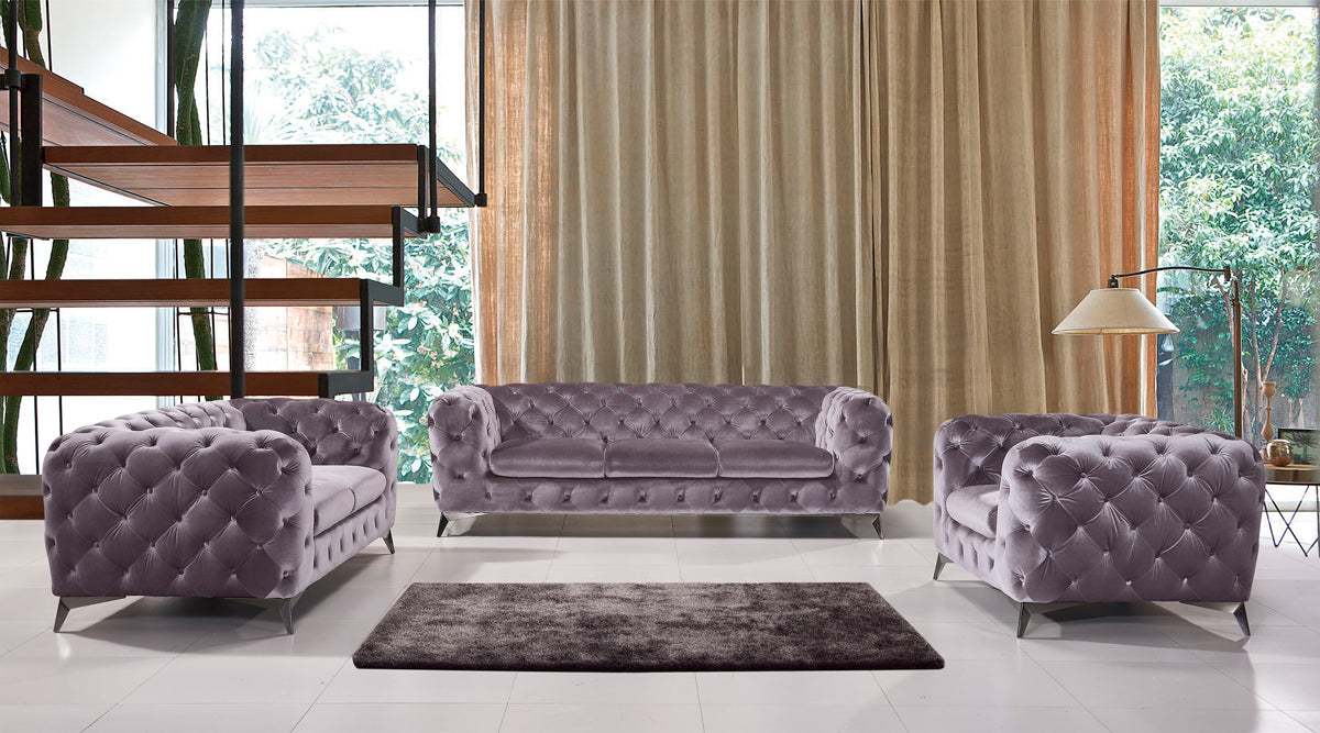 Divani Casa Delilah Modern Grey Fabric Sofa Set | Sofas | Modishstore - 2