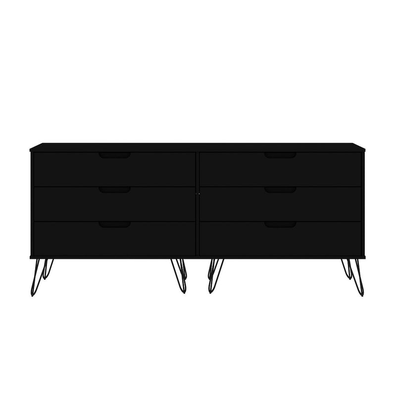Manhattan Comfort Rockefeller 6-Drawer Double Low Dresser with Metal Legs in White | Dressers | Modishstore-6