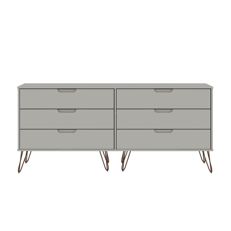 Manhattan Comfort Rockefeller 6-Drawer Double Low Dresser with Metal Legs in White | Dressers | Modishstore-9