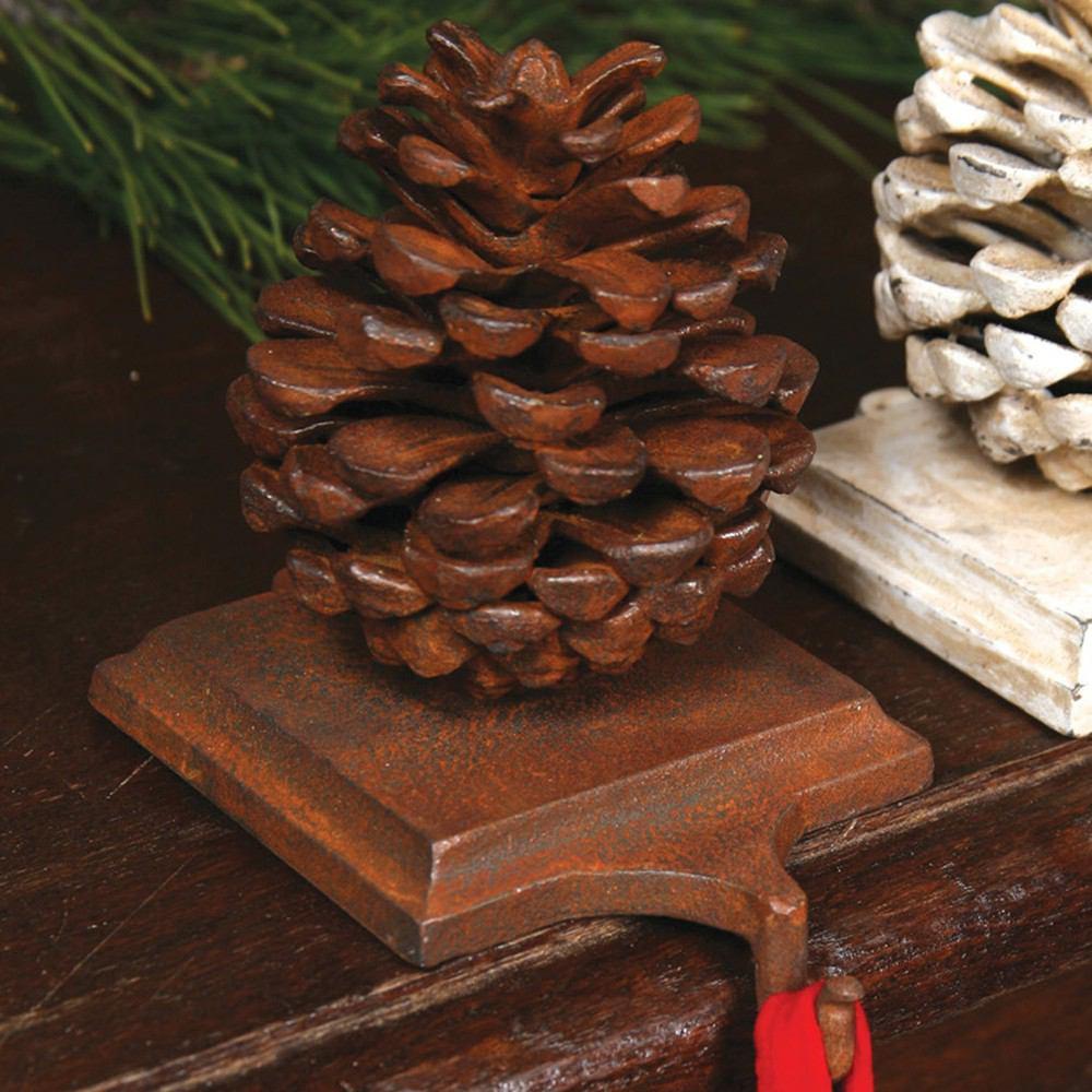HomArt Stocking Holder Pinecone - Cast Iron - Rust - Set of 4-2