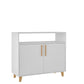 Manhattan Comfort Mid-Century - Modern Herald Sideboard with 3 Shelves in White | Sideboards | Modishstore-2
