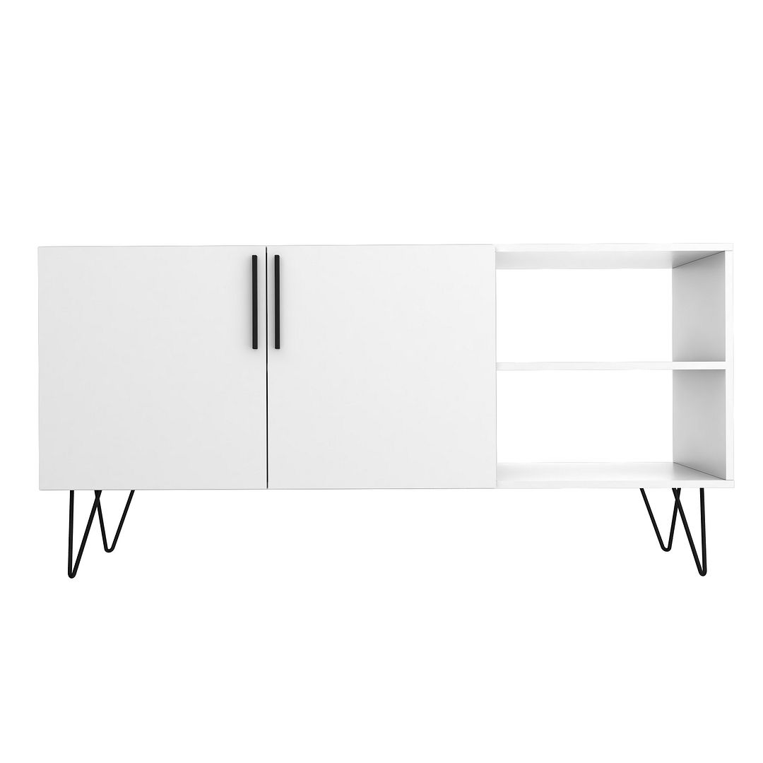 Manhattan Comfort Mid-Century - Modern Nolita 53.15" Sideboard with 4 Shelves in White | Sideboards | Modishstore-3