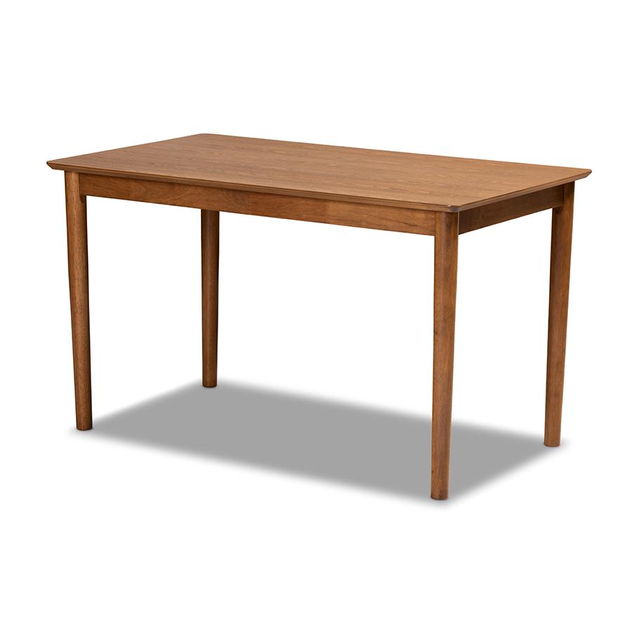 Baxton Studio Theresa Mid-Century Modern Greyish Beige Fabric Upholstered and Walnut Brown Finished Wood 5-Piece Dining Set | Dining Sets | Modishstore - 4