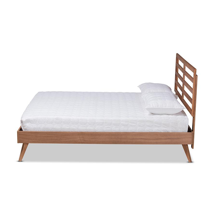 Baxton Studio Shiro Mid-Century Modern Ash Walnut Finished Wood Full Size Platform Bed | Beds | Modishstore - 4