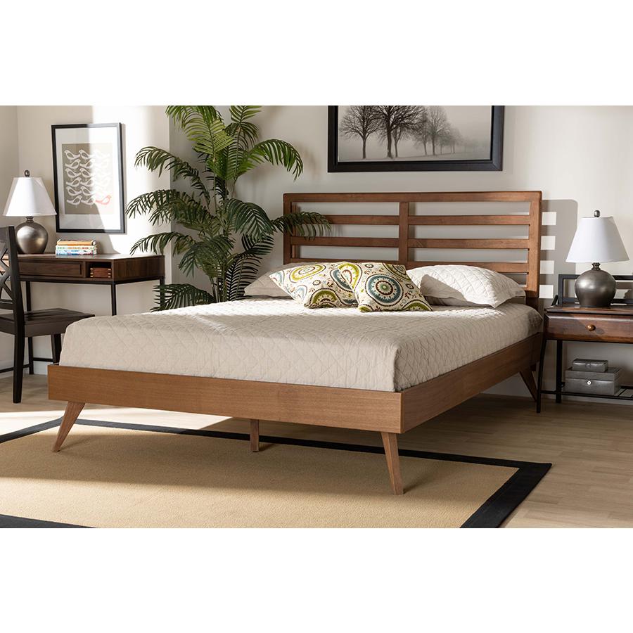 Baxton Studio Shiro Mid-Century Modern Ash Walnut Finished Wood Full Size Platform Bed | Beds | Modishstore - 2