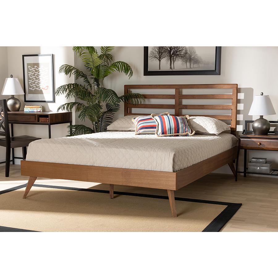 Baxton Studio Shiro Mid-Century Modern Ash Walnut Finished Wood Full Size Platform Bed | Beds | Modishstore - 3