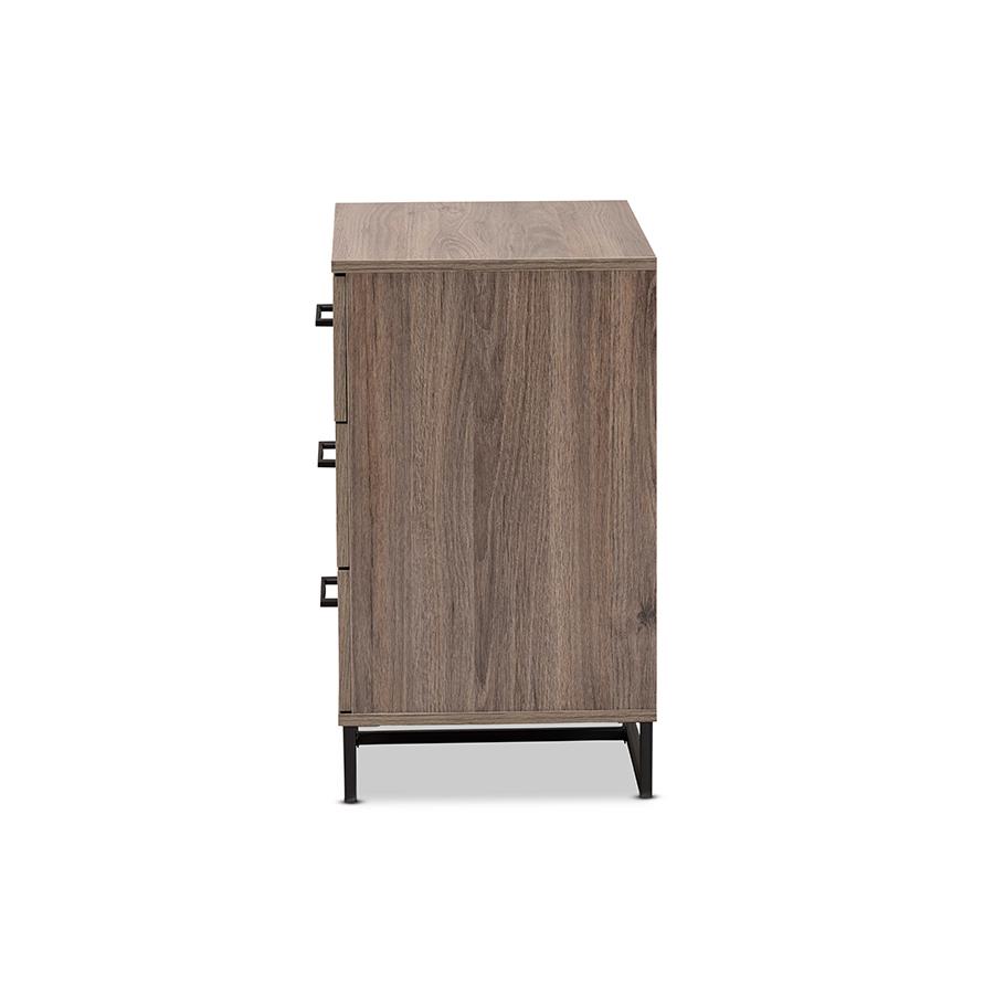 Baxton Studio Daxton Modern and Contemporary Rustic Oak Finished Wood 3-Drawer Storage Chest | Drawers | Modishstore - 4