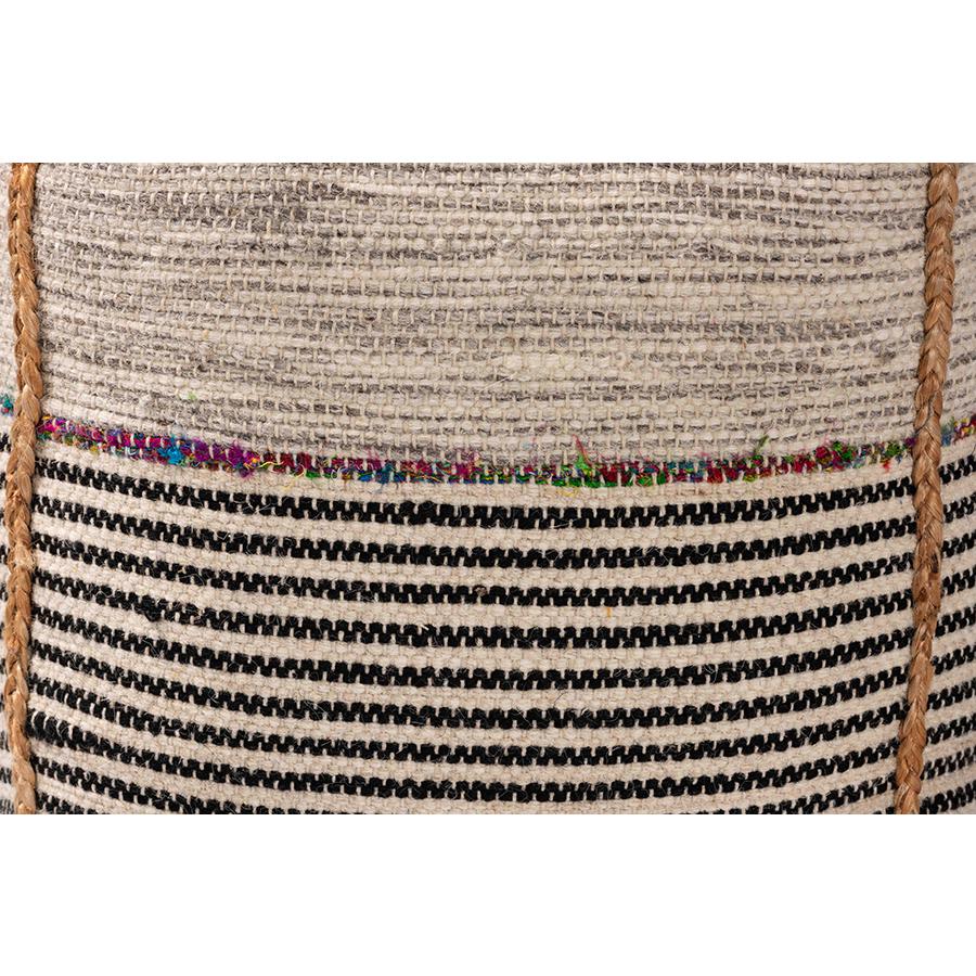 Baxton Studio Arta Modern and Contemporary Bohemian Multi-Colored Handwoven Wool Blend Pouf Ottoman | Ottomans | Modishstore - 4