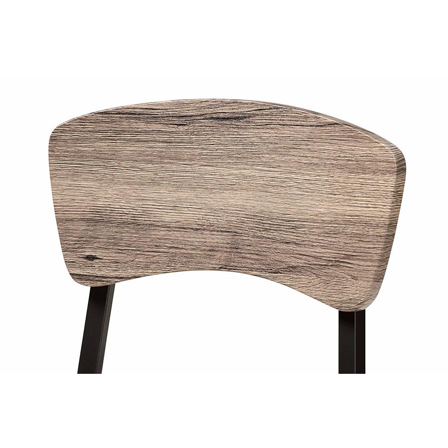 Baxton Studio Marcus Modern Industrial Oak Brown Finished Wood and Black Metal 4-Piece Dining Chair Set | Dining Chairs | Modishstore - 4