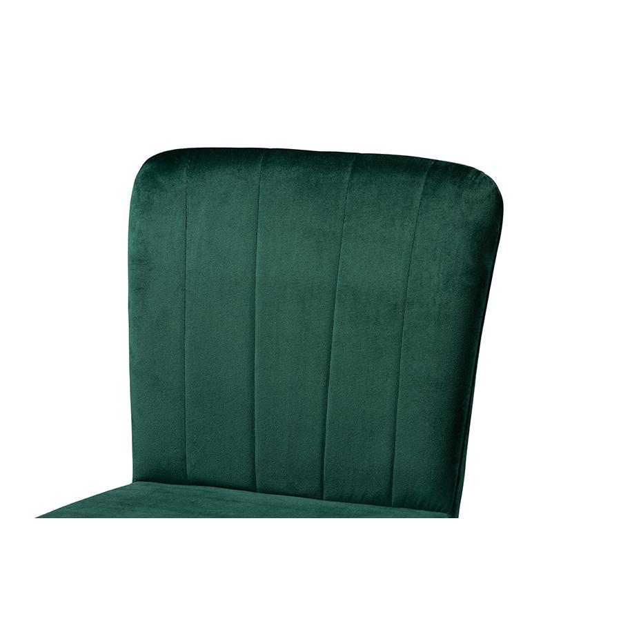 Baxton Studio Preston Modern Luxe and Glam Green Velvet Fabric Upholstered and Two-Tone Black and Gold Finished Metal 2-Piece Bar Stool Set | Bar Stools | Modishstore - 4