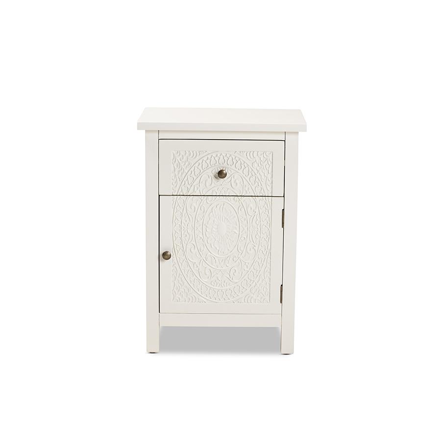 Baxton Studio Lambert Classic and Traditional White Finished Wood 1-Drawer Nightstand | Nightstands | Modishstore - 4
