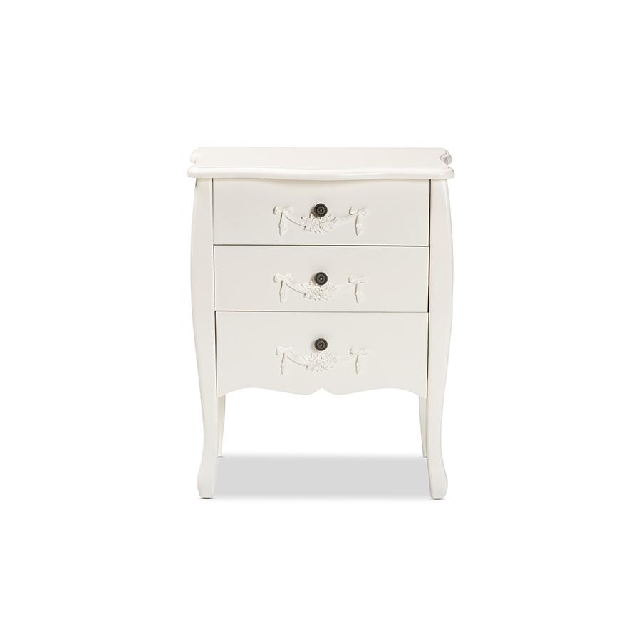 Baxton Studio Eliya Classic and Traditional White Finished Wood 3-Drawer Storage Cabinet | Drawers | Modishstore - 3