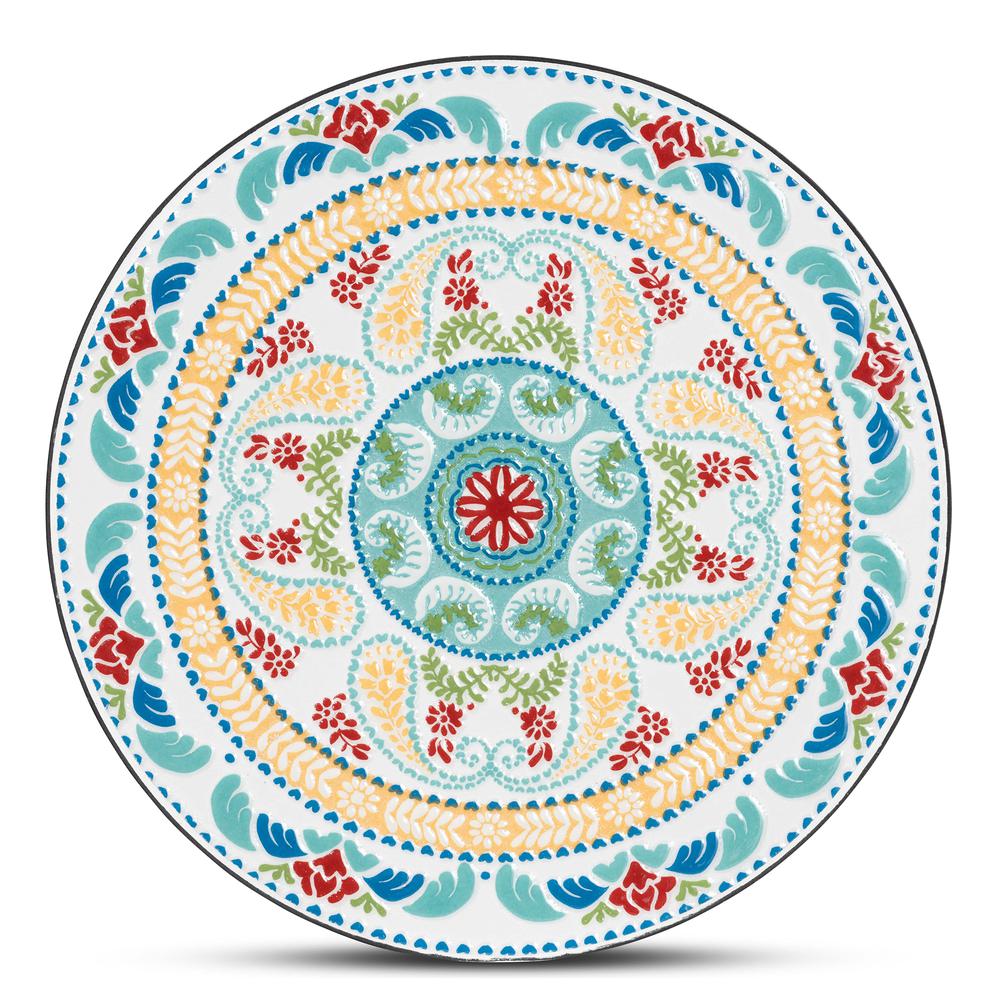 Baxton Studio Gaenor Modern and Contemporary Black Metal and Multi-Colored Ceramic Tile Plant Stand | Outdoor Tables | Modishstore - 4