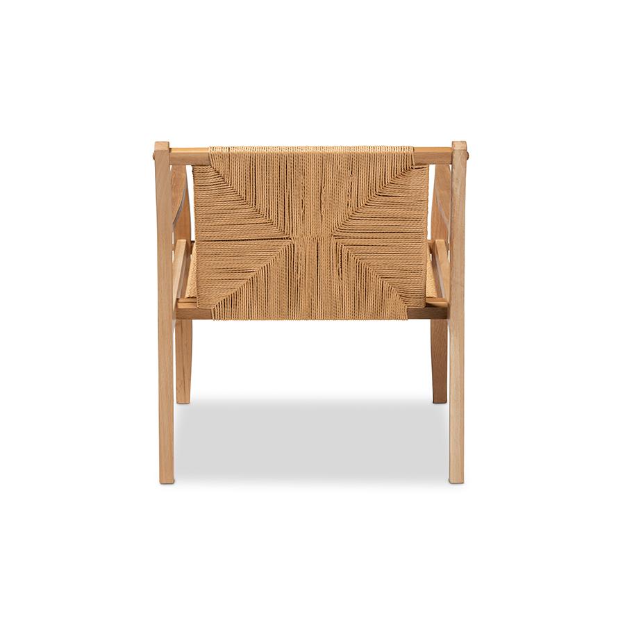 Baxton Studio Delaney Mid-Century Modern Oak Brown Finished Wood and Hemp Accent Chair | Accent Chairs | Modishstore - 4