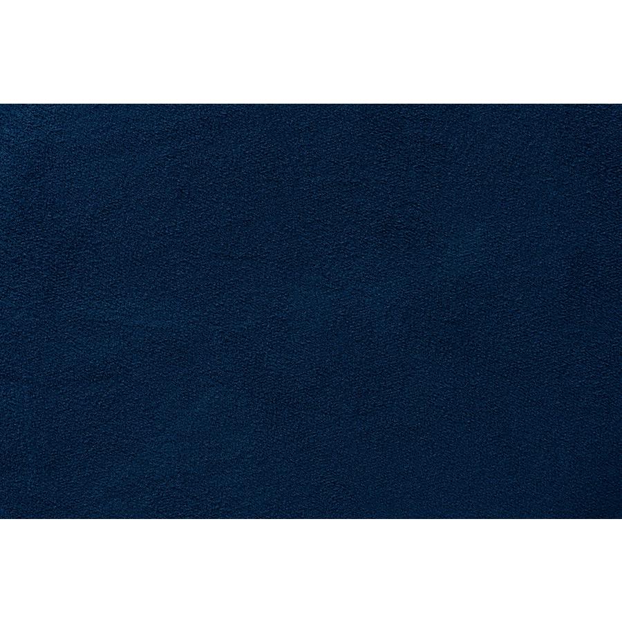 Baxton Studio Chaela Contemporary Glam and Luxe Navy Blue Velvet Fabric Upholstered and Gold Finished Metal Ottoman | Ottomans | Modishstore - 4