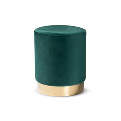 Baxton Studio Chaela Contemporary Glam and Luxe Green Velvet Fabric Upholstered and Gold Finished Metal Ottoman