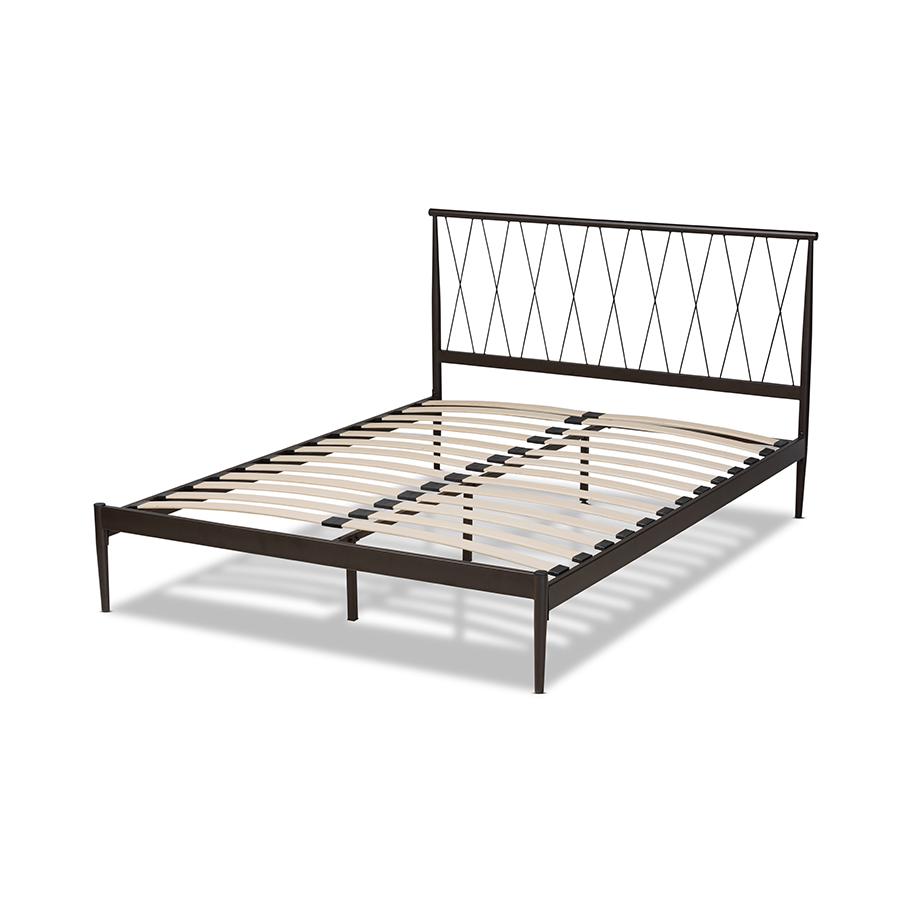 Baxton Studio Nano Modern and Contemporary Black Finished Metal Full Size Platform Bed | Beds | Modishstore - 4