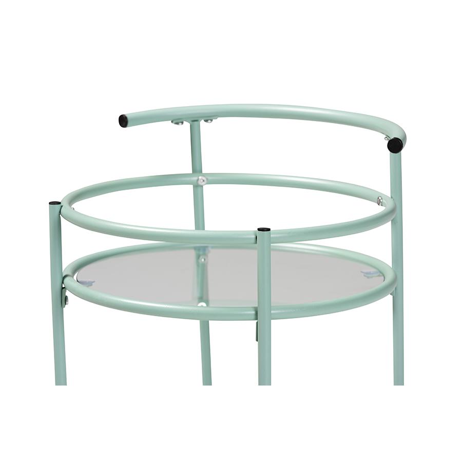 Baxton Studio Newell Mid-Century Modern Mint Green Finished Metal 2-Tier Kitchen Cart | Bar Carts | Modishstore - 4