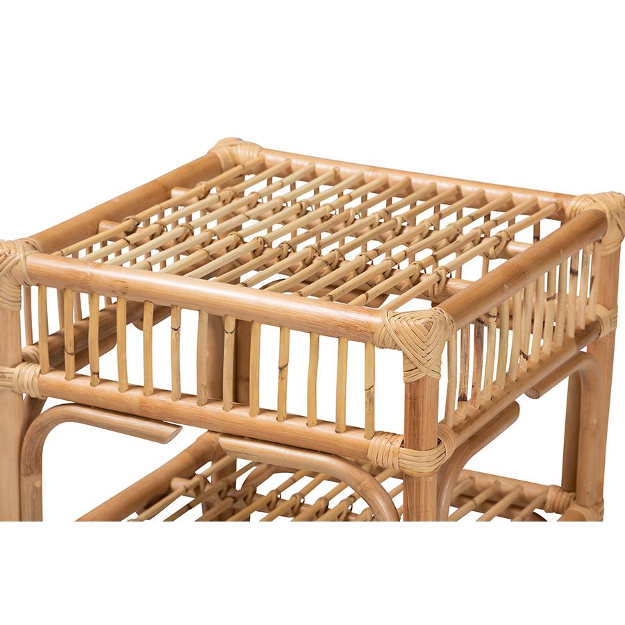 Baxton Studio Rose Modern Bohemian Natural Brown Rattan End Table | End Tables | Modishstore - 4