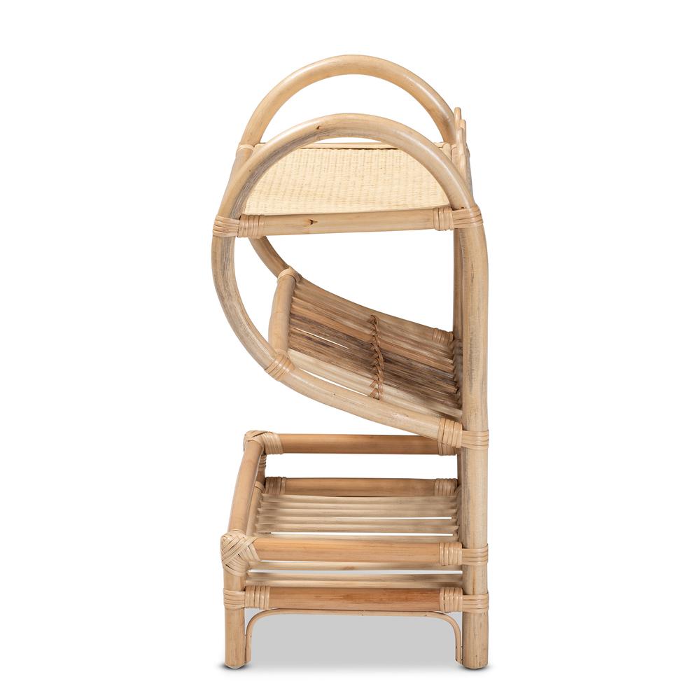 Baxton Studio Liora Modern Bohemian Natural Brown Finished Rattan 2-Tier Display Shelf | Shelves & Shelving Units | Modishstore - 4