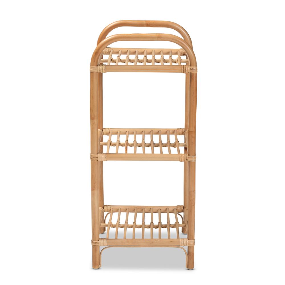 Baxton Studio Barras Modern Bohemian Natural Brown Finished Rattan 3-Tier Display Shelf | Shelves & Shelving Units | Modishstore - 4