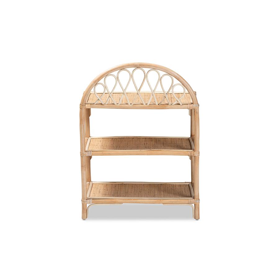 Baxton Studio Redell Modern Bohemian Natural Brown Rattan 3-Tier Display Shelf | Shelves & Shelving Units | Modishstore - 4