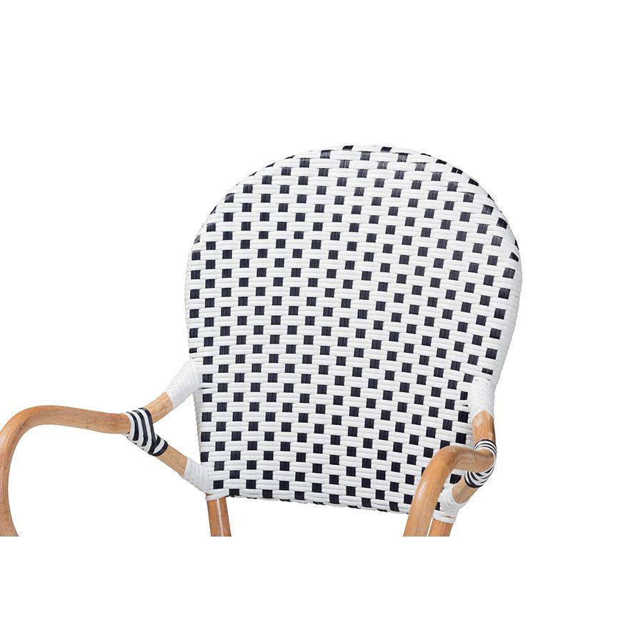 Baxton Studio Naila Classic French Black and White Weaving and Natural Brown Rattan 2-Piece Dining Chair Set | Dining Chairs | Modishstore - 4