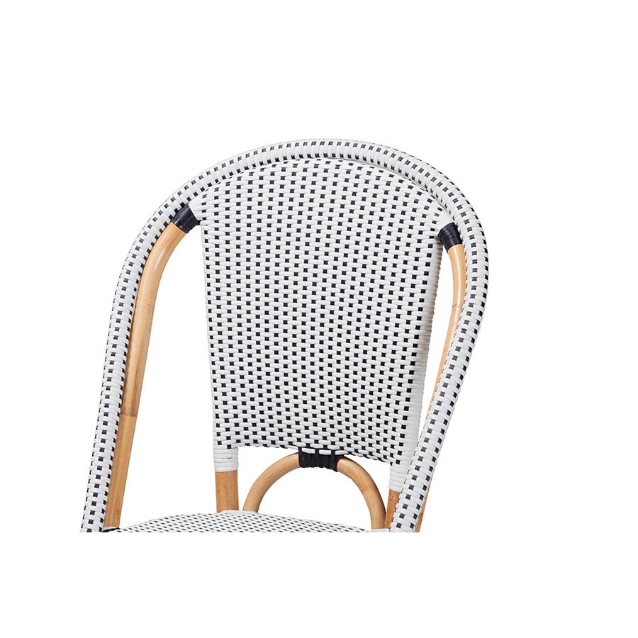 Baxton Studio Genica Classic French Black and White Weaving and Natural Brown Rattan 2-Piece Dining Chair Set | Dining Chairs | Modishstore - 4